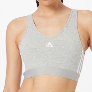 🆕 Adidas Essentials 3 Stripe Crop Top Sports Bra | S